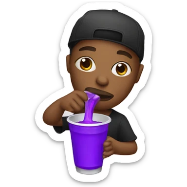 rapper drinking purple drink in a white cup sticker