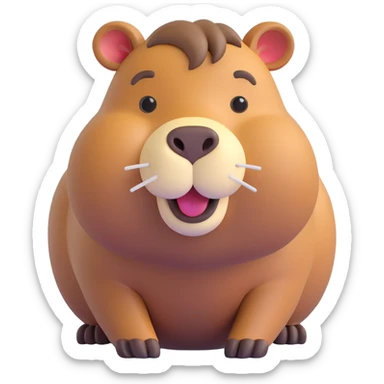 3D emoji of a capybara, simple and expressive, Microsoft Fluent 3D emoji style sticker