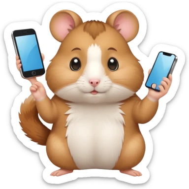 cartoon-style hamster taking mirror photo with latest iphone sticker
