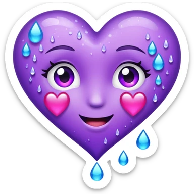 Sideways Glittery purple heart, tears of laughter  sticker