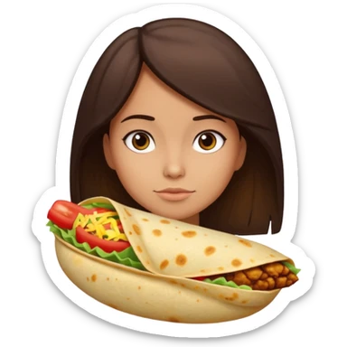 Girl with DARKBROWN  hair "resting chicken burrito face" sticker
