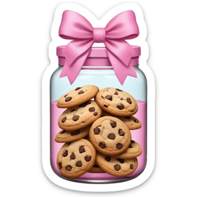 Pink jar of chocolate chip cookies with a bow  sticker