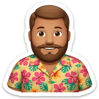 Fat man brown hair with beard Hawaiian shirt  sticker