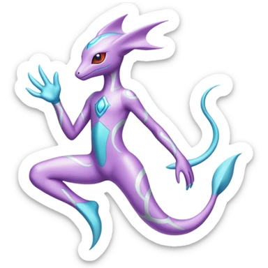 Patterned Lilac Aquatic Deoxys-Reshiram-god sticker