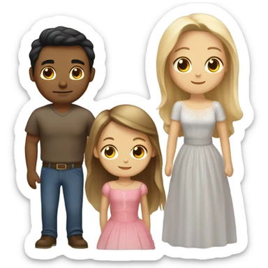 Puerto rican beard short black hair  husband with blond long hair wife and brown long hair daughter Family  sticker