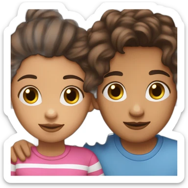 Browskin boy in blue shirt kissing ia mixed girl with pink shirt and lightskin stripes sticker