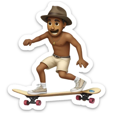 Indian jones riding a skateboard upside down in underwear sticker