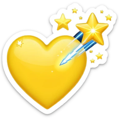 yellow heart with a shooting star sticker