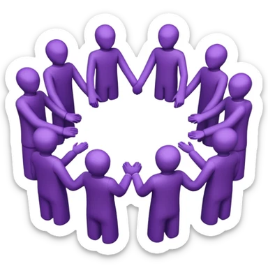 purple group without eyes and nose   holding handsin circle sticker