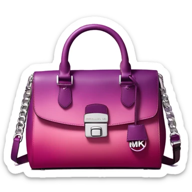 Realistic isolated magenta to purple ombre Michael kors satchel purse without a strap. sticker
