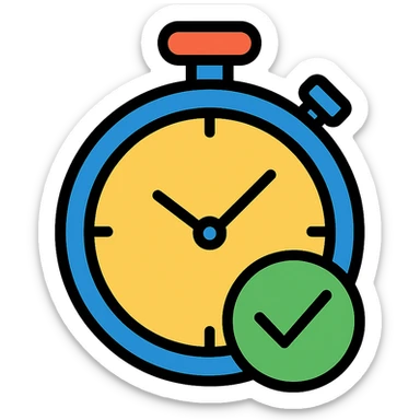 stopwatch icon with a checkmark, representing controlled work time sticker
