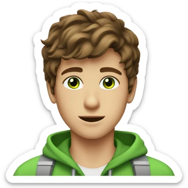 Brown hair teen-ager boy withe green eyes  sticker