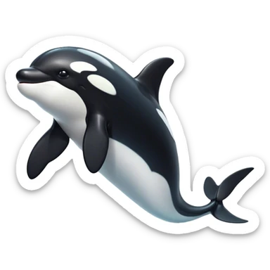 Cinematic Noble orca Portrait Emoji, Poised and majestic, with a sleek, streamlined black-and-white body, piercing intelligent eyes, and a powerful, commanding presence, Simplified yet sharp and sophisticated features, highly detailed, glowing with a soft oceanic radiance, high shine, intelligent and formidable, stylized with an air of deep-sea dominance, focused and alert, soft glowing outline, capturing the essence of an apex predator that appears ready to surge out of the waves with effortless authority! sticker