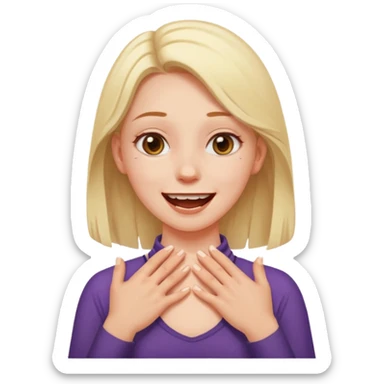 a girl with a happy expression on her face and someone else’s hands are around her neck choking her  sticker