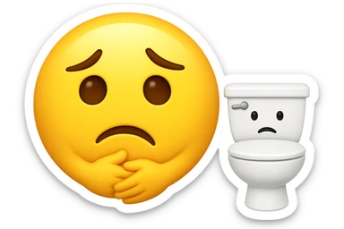 emoji stile iphone che riguarda l'argomento "stipsi/andrò al bagno oggi?", iperrealistico 4k sticker