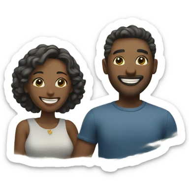 smiling couple by the ocean sticker