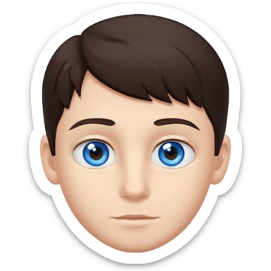Crie um menino com cabelo castanho escuro com os olhos azuis sticker