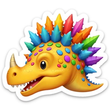 cartoon stegosaurus face with music notes sticker