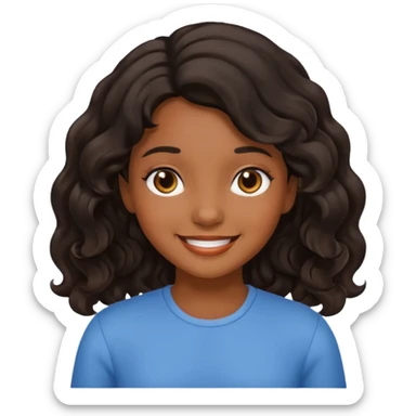 Black, wavy hair, brown skin, filipina defaulr emoji girl sticker