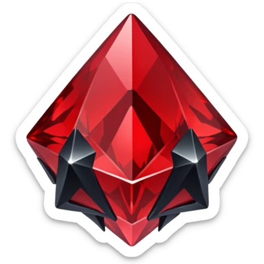 iOS sticker, dark fantasy crystal, monochrome red, minimal sticker