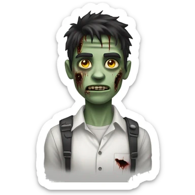 teen boy zombie with dark hair and white shirt sticker