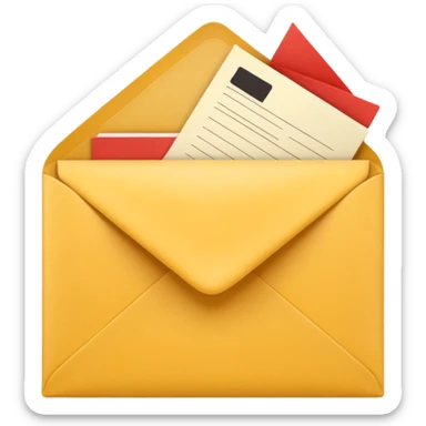 A simple emoji-style icon of a yellow manila envelope with subtle paper texture, clean edges, and a small graduation NUMBER  2017 group-photo icon on the front, representing class memories and archived academic records. sticker