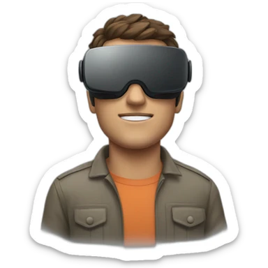 a man with virtual reality goggles sticker