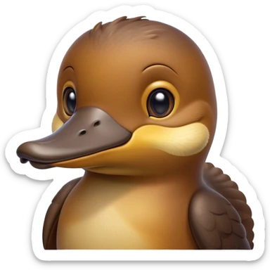 Cinematic Noble Platypus Portrait Emoji, Poised and regal, with a uniquely streamlined build and a sleek brown fur, a distinctive flat duckbill and broad, beaver-like tail, deep-set soulful eyes full of wonder, Simplified yet sharp and sophisticated features, highly detailed, glowing with a soft, dignified glow, high shine, intelligent and enigmatic, stylized with an air of aquatic curiosity, focused and attentive, soft glowing outline, capturing the essence of a watchful and confident oddity, so majestic it feels as though it could glide out of the screen with effortless authority! sticker