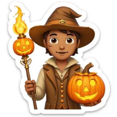 Hunter With Jack o Lantern, with wand sticker