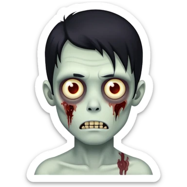 zombie boy with long and black hair sticker