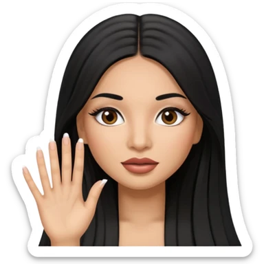 latina girl with straight long hair thats black memoji with nail no lipstick thats a baddie with lashes sticker