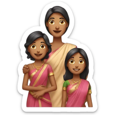 Indian family with 2 daughters  sticker