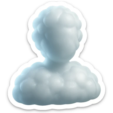 A person from the shoulders up, entirely composed of fluffy white convex clouds sticker
