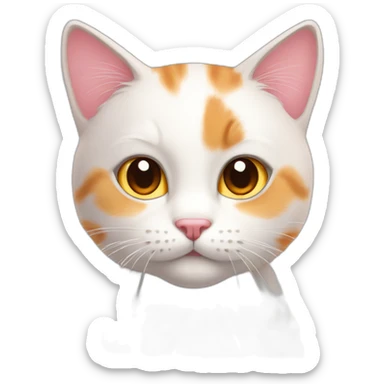 white orange cat cute with a small brown eyes and a paw pink necklace sticker