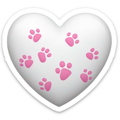 White heart with small pink paw prints on it sticker