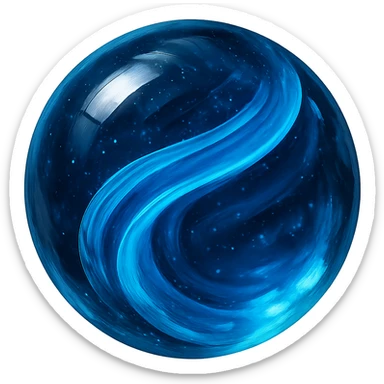a close-up of a blue glass marble with swirls, shiny, detailed, realistic lighting sticker