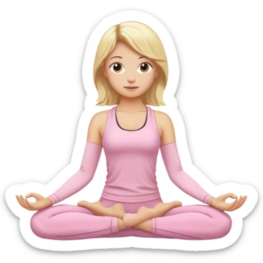Yoga Blonde Girl With Light Pink Clothes n sticker