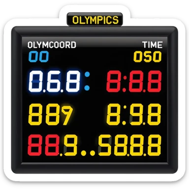 un panneau des jeaux olympic qui affiche le temps des coureurs affichant 9.58s  sticker