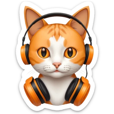 cat listing to music  sticker