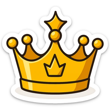 Make the cartoony crown gold and shiny, keeping it playful and simple in a vibrant toon style. sticker