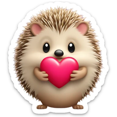 Hedgehog with a pink bow and holding a red heart sticker