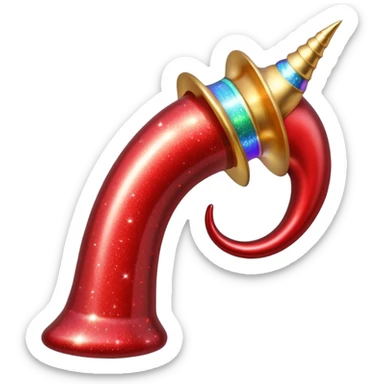 red glitter horn sticker