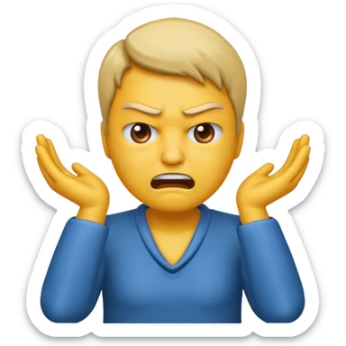 I want an emoji of a person with two hands around their neck and making like an angry face sticker