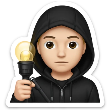 Thief with black hood and flashlight sticker