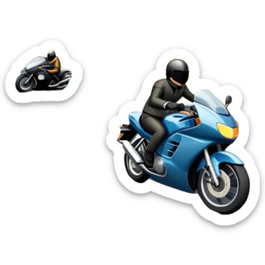 An icon showing a motorcycle and a car speeding through a winding road, with the car’s sleek silhouette blending into the curve of the road while the motorcycle zips past. The scene should capture the thrill of the ride, the freedom of the open road. transparent background. sticker