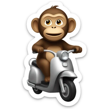 fat monkey on a scooter  sticker