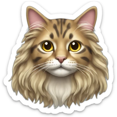 Mottled coloured cat long hair 3 legs full body sticker