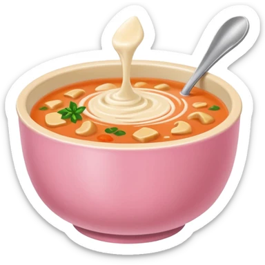 yummy soup in pink bowl sticker