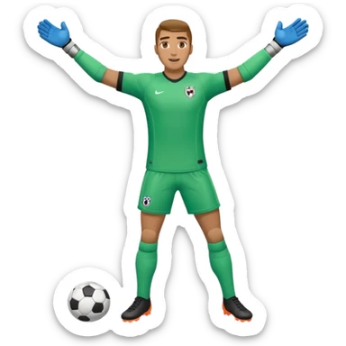 soccer goalkeeper full body and football boots arms out sticker
