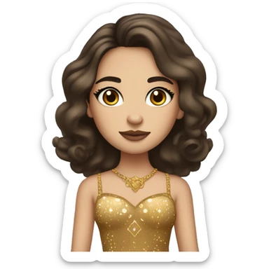 Create the zodiac sign leo as a brunette girl with elaborate makeup and dress that matches the zodiac sign  sticker